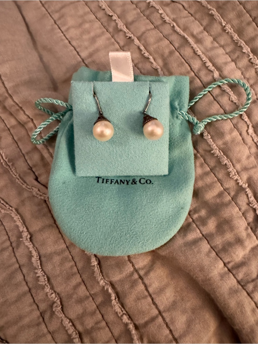 Tiffany & Co. Pearl Drop Earrings in Tiffany Blue and Ivory